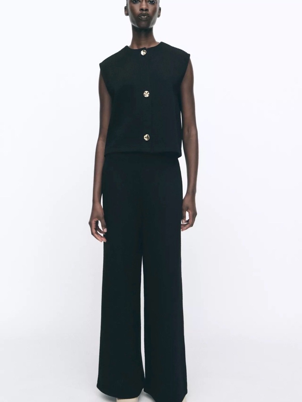 Zara black Set With Pants & Blouse, size M